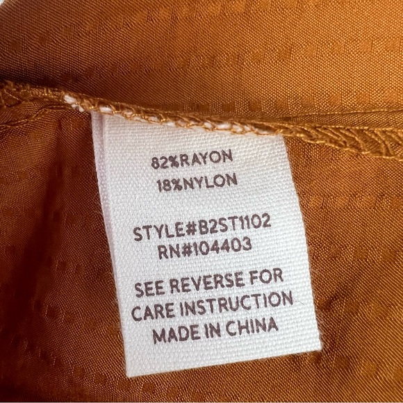 NWT Blu Pepper Mustard Button Front Blouse Tie Cuff Long Sleeve Size L - Picture 7 of 7